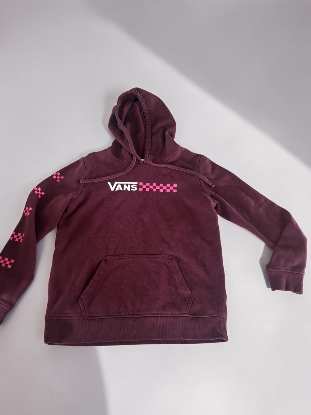 Vans Burgundy Checker Hoodie Adult Small Pullover Sweatshirt
